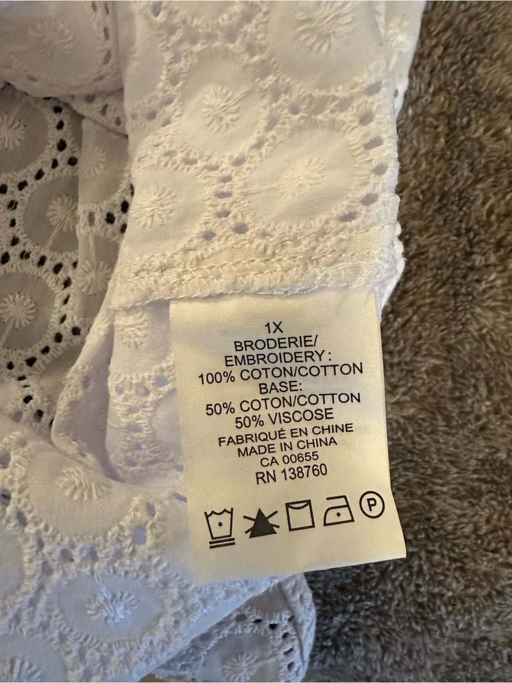 White Eyelet Off-Shoulder Ruffle Top - Picture 3 of 3